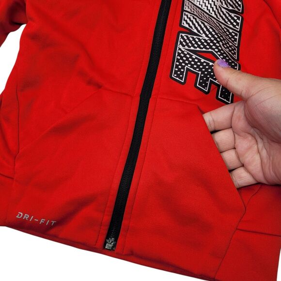 NIKE Kids Jacket Dri-Fit Long Sleeves Full-Zip Hooded Red Size 4/XS Pre-Own - Picture 5 of 11